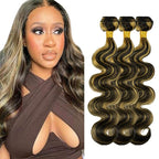 Highlight Blonde Bundles Human Hair P1B/27 Body Wave Bundle 18 18 18 Inch Niegmeag Peruvian Virgin Remy Hair Extensions 2 Tone Black and Blonde Bundles
