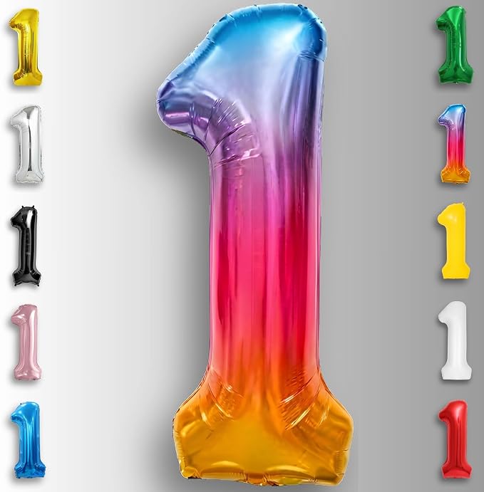 Rainbow Number Balloons 1 Mylar Foil 40 Inch - Image 4