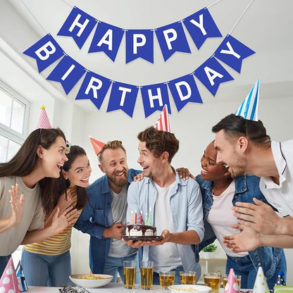 Pre-Strung Navy Blue Happy Birthday Banner Birthday Party Banner NO DIY | Happy - Image 6