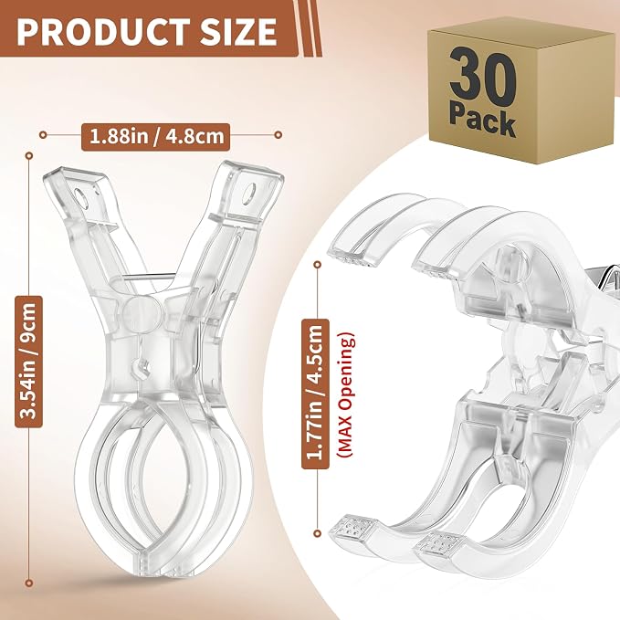 30 Pack Balloon Arch Clips, Large Clear Spring Clamps - Image 2