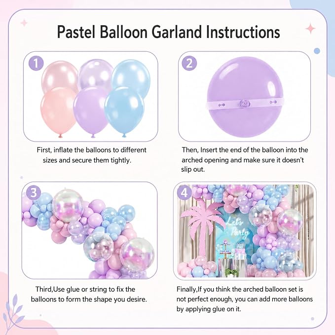 Pink Blue Purple Balloons Arch Kit - Image 4