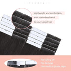 Sindra Invisible Tape in Human Hair Extensions, Dark Brown Invisi Edge Tape in Hair Extensions 18 Inch 50g 20pcs Natural Look