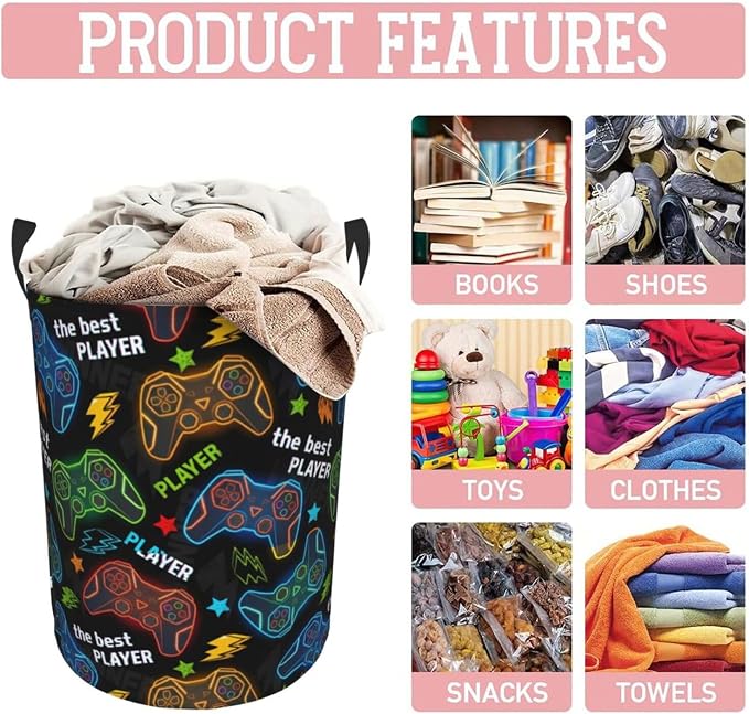 Video Game Controller Colorful Laundry Hamper Bag - Image 8