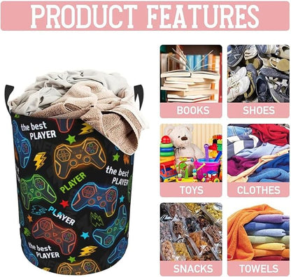 Video Game Controller Colorful Laundry Hamper Bag - Image 8