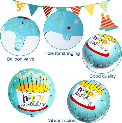 24 Pcs Happy Birthday Foil Balloons 18 inch Round Helium Floating Mylar Balloon - Image 4