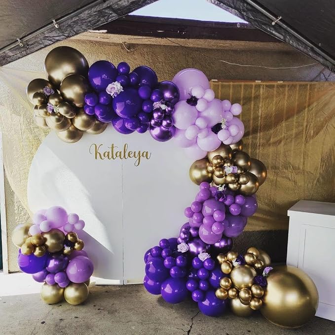 Purple and Gold Balloons Arch Kit - Image 4