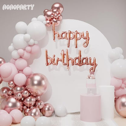 Rose Gold Happy Birthday Balloons Banner 16 Inch Mylar Foil | Happy Birthday - Image 3