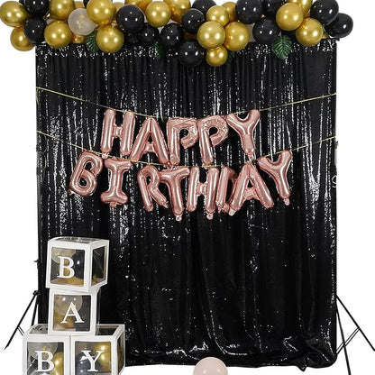 Juya Delight Black Sequin Backdrop, 4FTx6FT NO See-Through Photobooth Backdrop by JuyaDelight