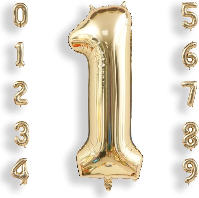 AULE 40 Inch Light Gold 1 Balloon Number Foil 0-9 Birthday Big Numbers | by AULE