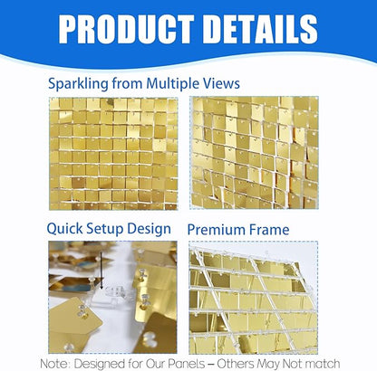 Ozikutech 24 Pcs Light Gold Shimmer Wall Backdrop Panels - Image 5