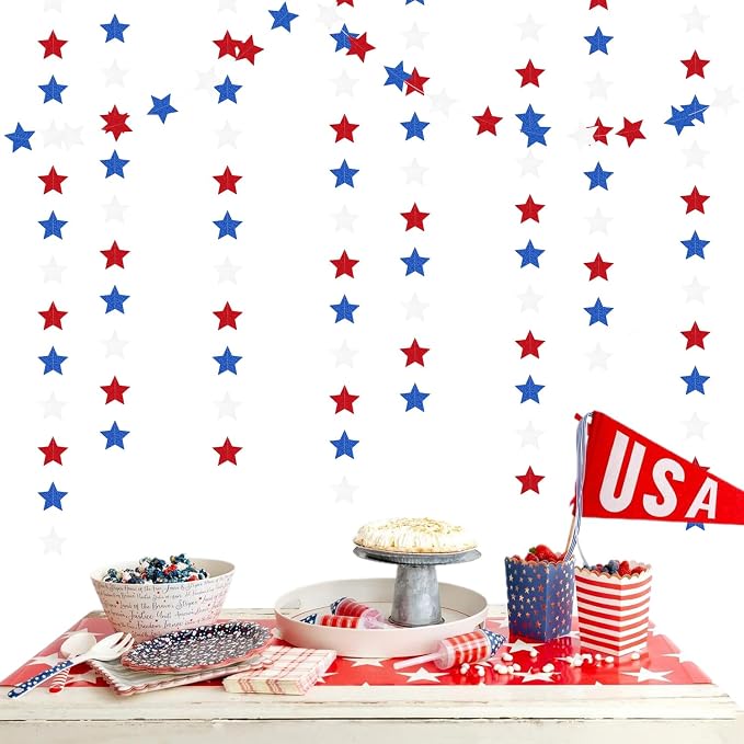 Fourth-4th of July Memorial-Day Party-Decorations - 62ft Patriotic Red-Blue - Image 4