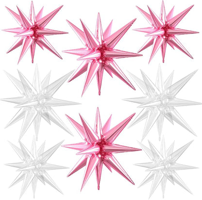 Pink Star Balloons, 22/27 Inch Transparent Star Foil Balloons, Cone Spike by Paready