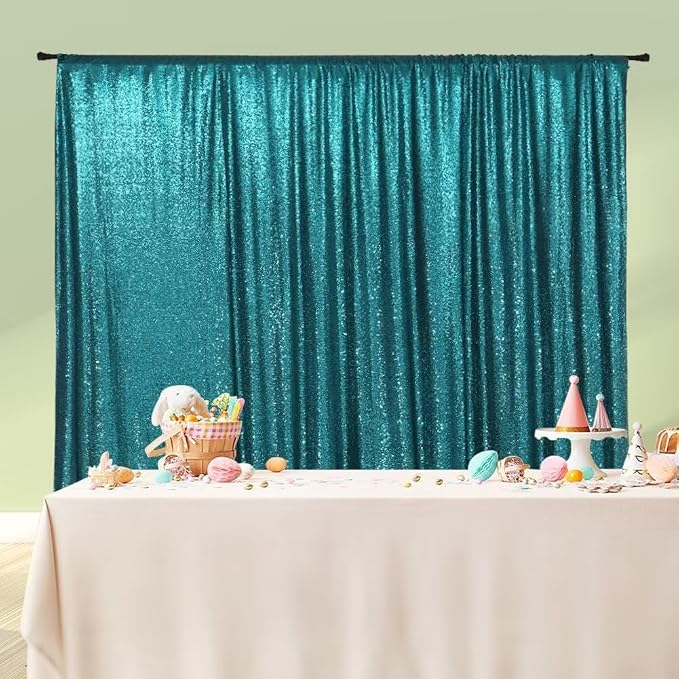 Eternal Beauty Teal 3mm Sequin Backdrop 8x10 Ft - Image 3