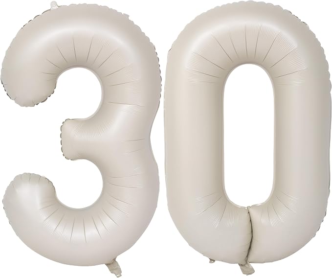 40 In Cream white Number Balloons Helium Foil Mylar Balloon Digital 30 | by Exquisitehighqualitypartydecorationstomeetyoureveryneed%EF%BC%81