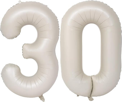40 In Cream white Number Balloons Helium Foil Mylar Balloon Digital 30 | by Exquisitehighqualitypartydecorationstomeetyoureveryneed%EF%BC%81