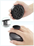 HEETA Scalp Massager Hair Growth, Soft Silicone Scalp Scrubber Shampoo Brush for Exfoliation, Dandruff Removal Head Massage Stress Relax, Wet & Dry Use for Thick Thin Curly Hair Care, Whole Black