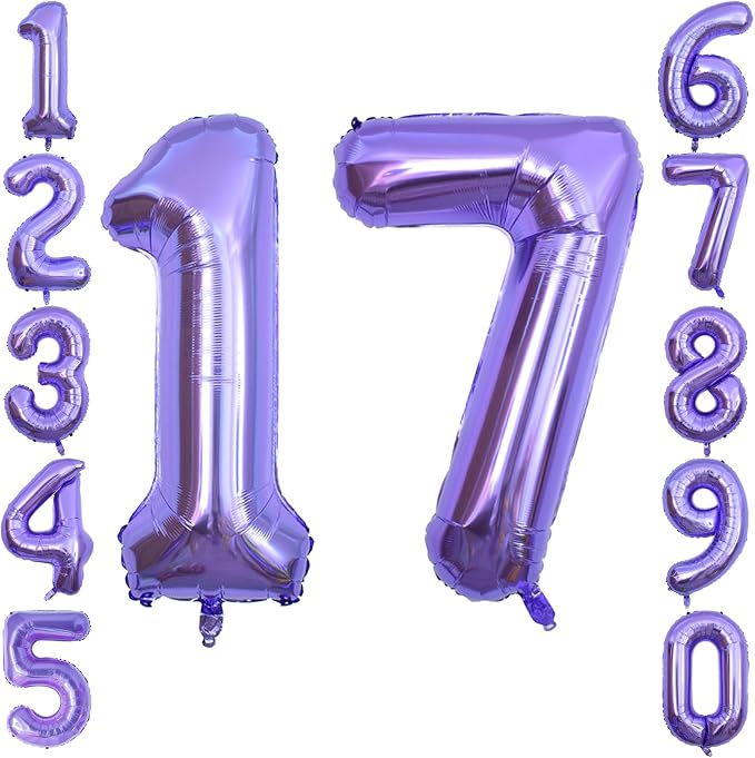 Purple Number 17 Balloon 40 Inch, Large Metallic Mylar Foil 17 Balloons by Unknown