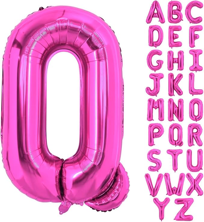 Hot Pink Letter Q Balloons, Q Letter Balloon 40 Inch Foil Q Balloon | Hot Pink by BBPOOL