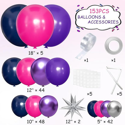 MEBAY Hot Pink Purple and Nave Blue Baloon Garland Arch Kit - Image 2