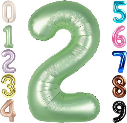 2 Balloon Number 40 Inch Olive Green Balloons by Mluchee