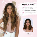 Clip in Hair Extensions for Women, 20 Inch Chestnut Brown Hair Extensions Mix Blonde, 8PCS Long Wavy Clip Ins, Synthetic Airy and breathable Hairpieces for Women