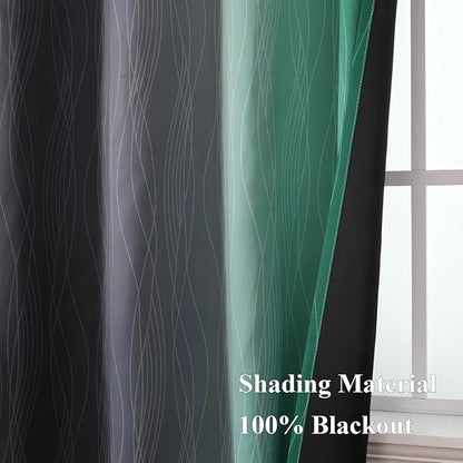 Black and Green Ombre Blackout Curtains - Image 5