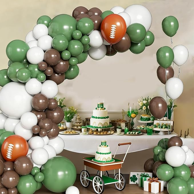 FunHot Football Balloons, 12 Inch Ivory Retro Green Football Printed Latex - Image 6