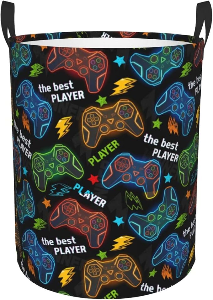 Video Game Controller Colorful Laundry Hamper Bag - Image 9
