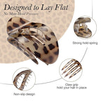Upgraded 8 Pack French Flat Hair Clips for Women Girls, Matte Lay Flat Claw Clips, Large No-Slip Claw clips for Thick &Thin Hair, Strong Hold Styling Barrettes Accessories for Daily Styling (Leopard)