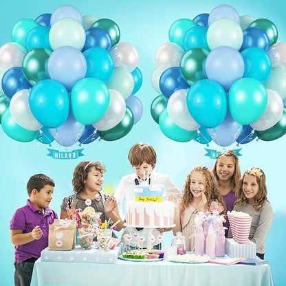 Blue Green Teal Balloons 60 Pcs Ocean Blue Green Pearl White Balloons 12 Inch - Image 8