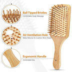 Pack of 2 Hair Brush with Natural Boar Bristles, Massages Scalp Anti-Static Hair Detangle for All Types, Lightweight (Paddle)