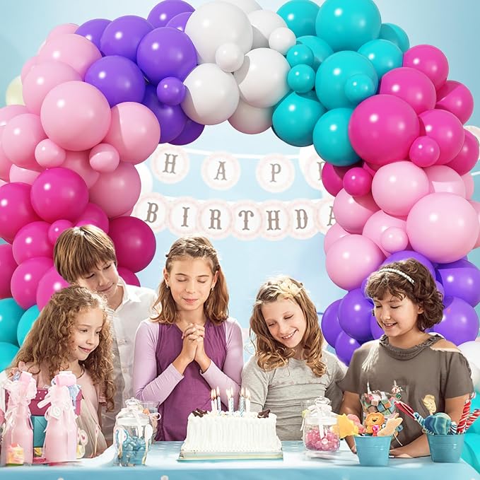 HILAVO Pink Purple Balloon Arch Kit 130 Pcs Blue Purple Pink Party Balloons - Image 5