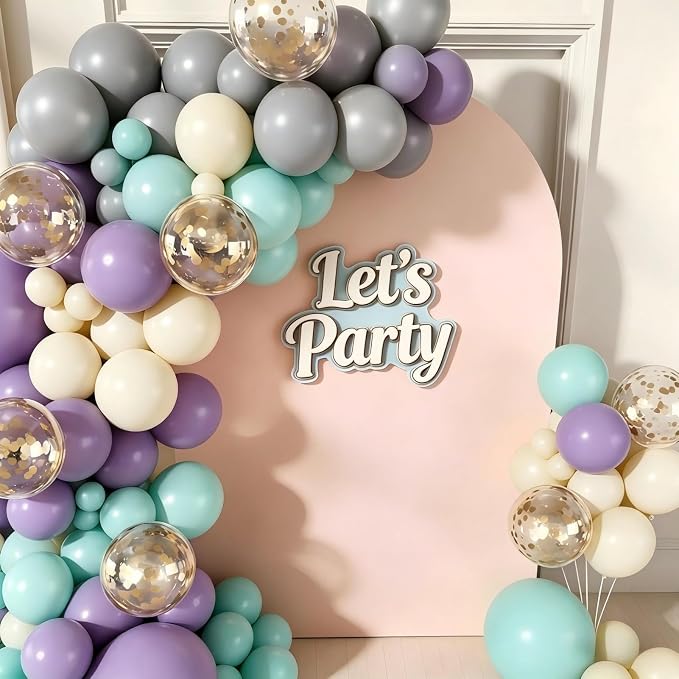 Teal Purple Silver Balloon Garland Arch Kit - Image 5