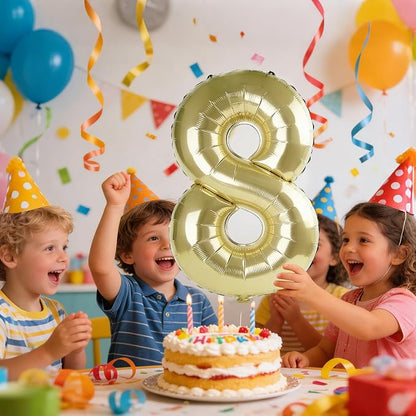 40 Inch Number 8 Balloons for 8th Birthday Party Decorations, 0-100 Champagne - Image 2