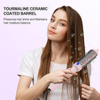 K&K 1.7 Inch Cool-AIR TECH Hair Styling Tool Bounce Brush, Heated Thermal Round Brush with Negative Ion Technology, Multiple Heat Settings for Blowout Look with Hair Care (Pink, 1.7 Inch)
