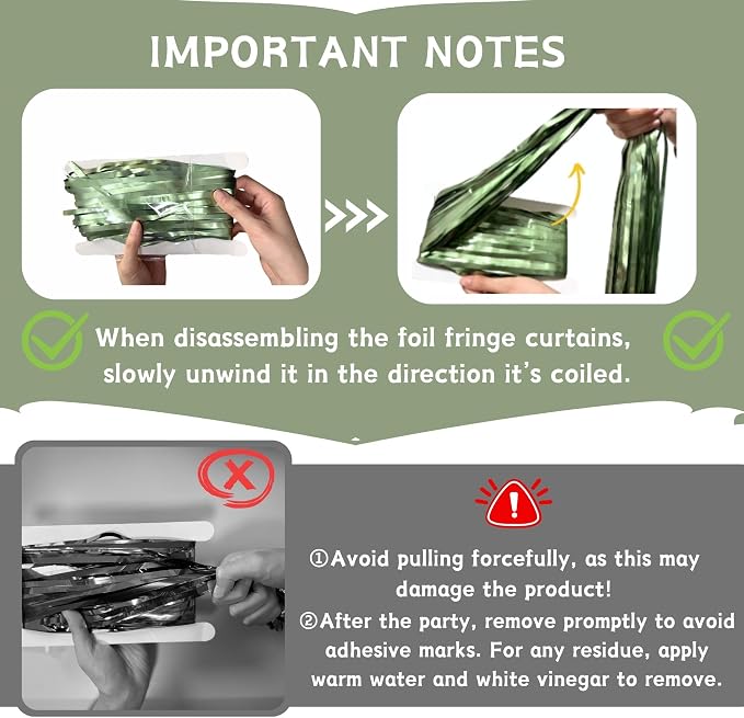 Matte Sage Green Tinsel Foil Curtains Backdrop Party Decorations | 2 PCS - Image 4