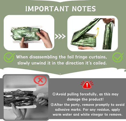 Matte Sage Green Tinsel Foil Curtains Backdrop Party Decorations | 2 PCS - Image 4