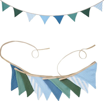 2Pcs Triangle Bunting Flag No-DIY Cotton Fabric Garland Reusable Party Banner by DIAKOPES