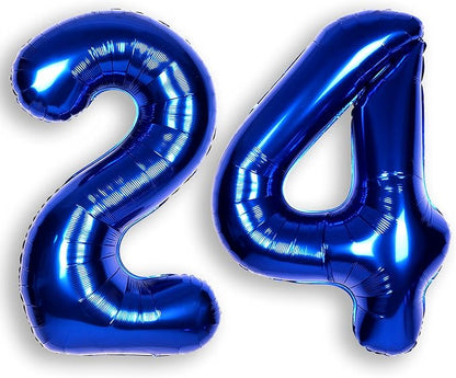 40 Inch Navy Blue Big Number 24 Balloon 0-9 Large Helium | Royal Blue Balloons by SULALABOO