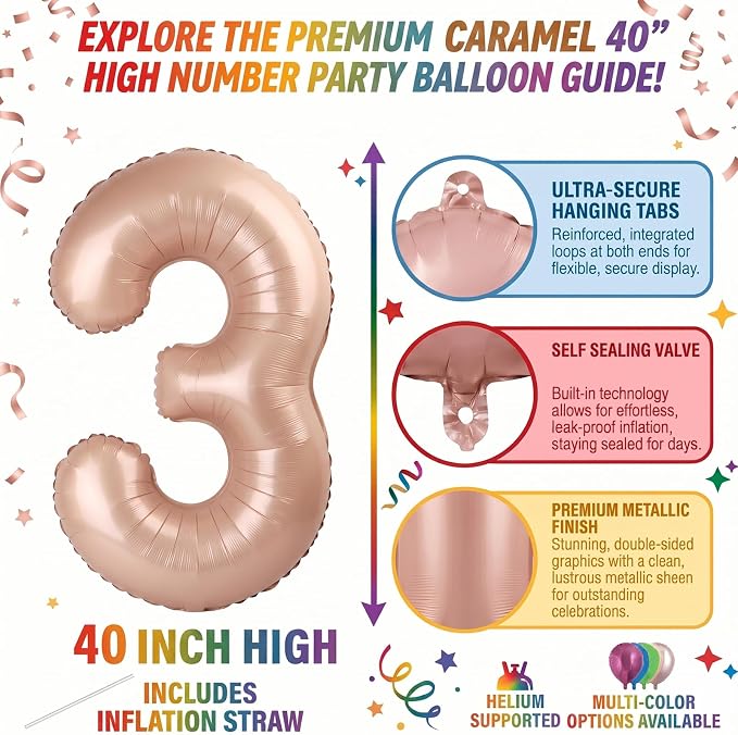 40 Inch Caramel Foil Number 13 Balloon - Image 2