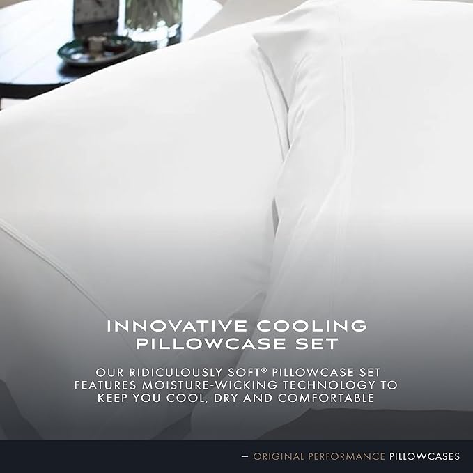 SHEEX Original Performance Cooling Pillowcases, Ultra-Soft Standard Pillowcase Set, 2 Cooling Pillow Covers, Black