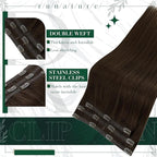 RUNATURE Brown Clip in Hair Extensions, Real Human Hair Clip in Extensions, Short Hair Extensions Clip Ins 10 Inch, Double Weft Remy Natural Hair, Tangle Free, 50g 3pcs #2 Dark Brown