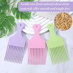 Hair Picks for Women, 3 Pcs Hair Pick Comb Plastic Wide Tooth Afro Picks for Women Curly Detangling Hairstyling Tools (Macaron Color)