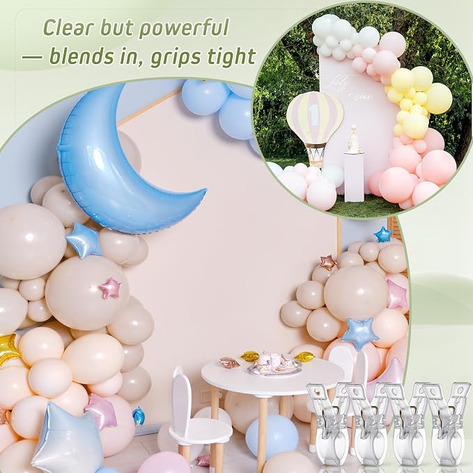 LemonRoad 16 Pcs 2.6" Clips for Balloon Arch Clear Heavy Duty 1.2" Opening - Image 3