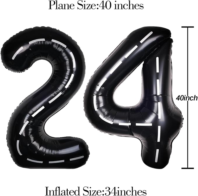 Race Car 40 Inch Black 24 Big Large Helium Balloon Number 0-9 | Track Giant - Image 6