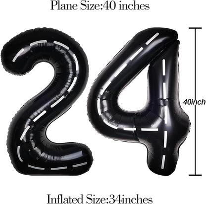 Race Car 40 Inch Black 24 Big Large Helium Balloon Number 0-9 | Track Giant - Image 6