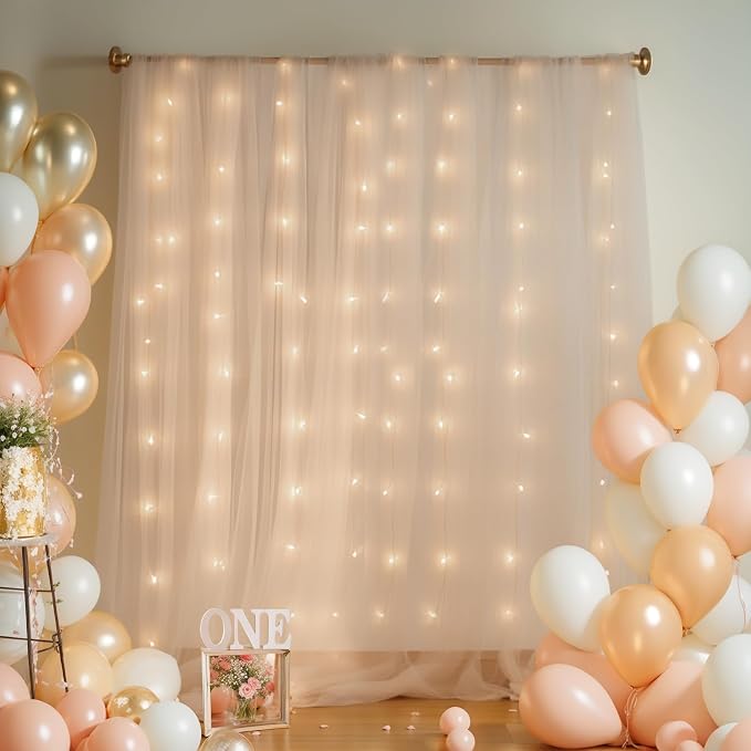 10x8ft Champagne Tulle Backdrop Curtain - Image 2