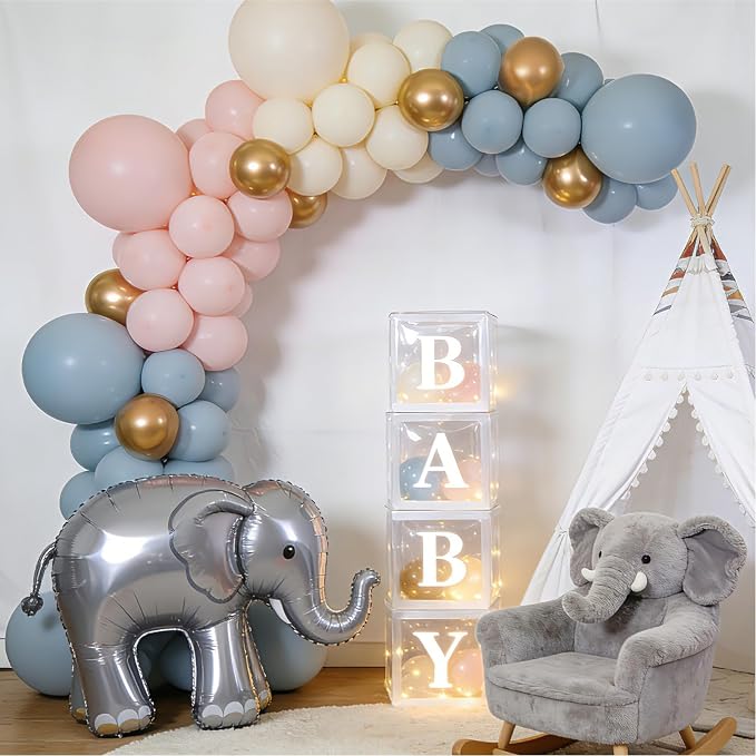 Gender Reveal Dusty Pink Blue Balloon Arch Kit 129 PCs | Teddy Bear Theme Boho - Image 2