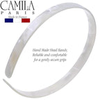 Camila Paris CP3351 French Headband for Women, Handmade White, Strong Hold Grip Women's Hair Band, Ligth and Very Flexible, No Slip and Durable Styling Girls Hair Accessories, Made in France