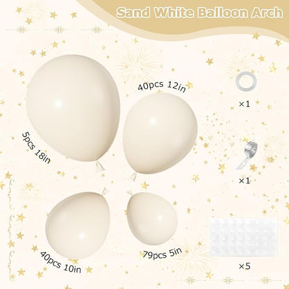 164Pcs Beige Cream Balloons Garland Arch Kit Different Sizes | 18 12 10 5 inch - Image 2